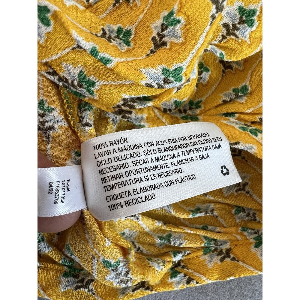 Rhode Dainty Lotus Print Wrap Top Yellow/Turquoise Sz XS Long Sleeve - Picture 9 of 10